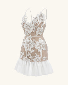 Floral Sling Mini Dress - White