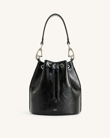 Yulia Crushed Bucket Bag - Black