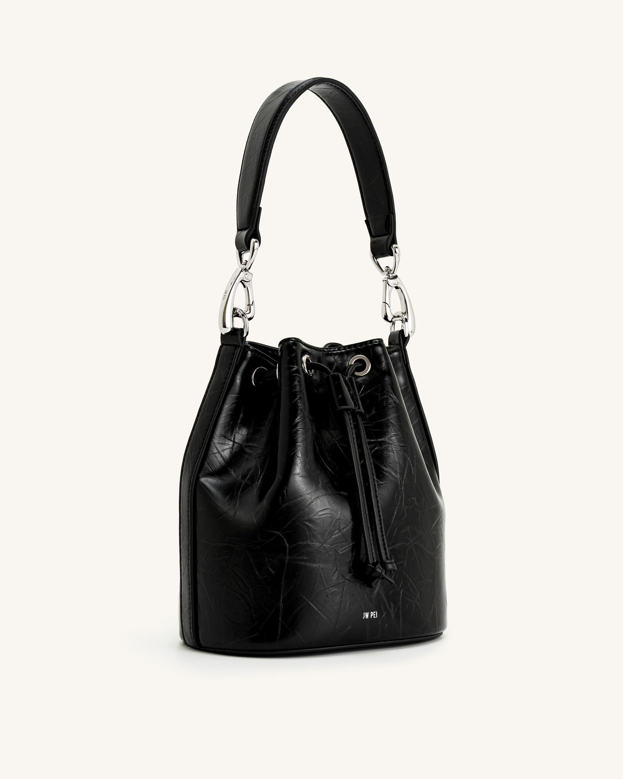 Yulia Crushed Bucket Bag - Black