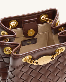 Yara Hand-Woven Bucket Bag - Dark Brown