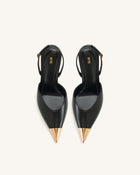 Savannah Gold Tipped Slingback Pumps - Black