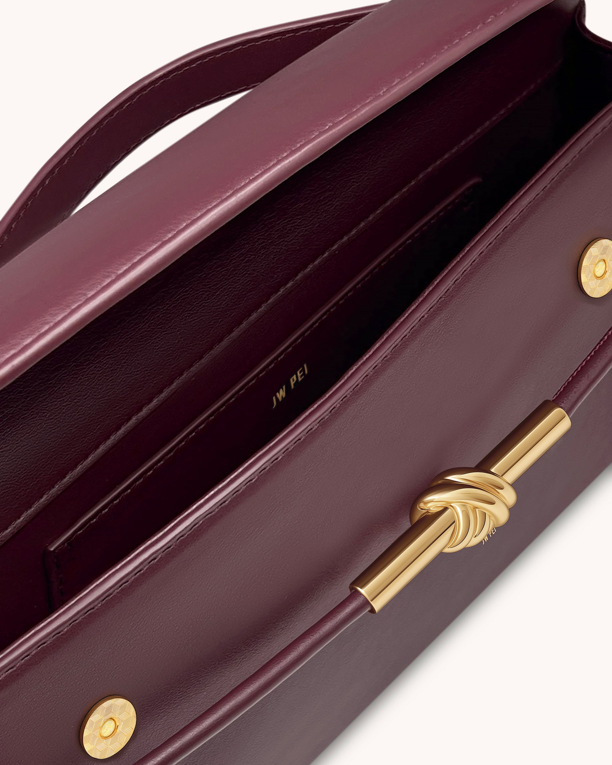 Lena Metal Rope Knot Top Handle Bag - Deep Claret