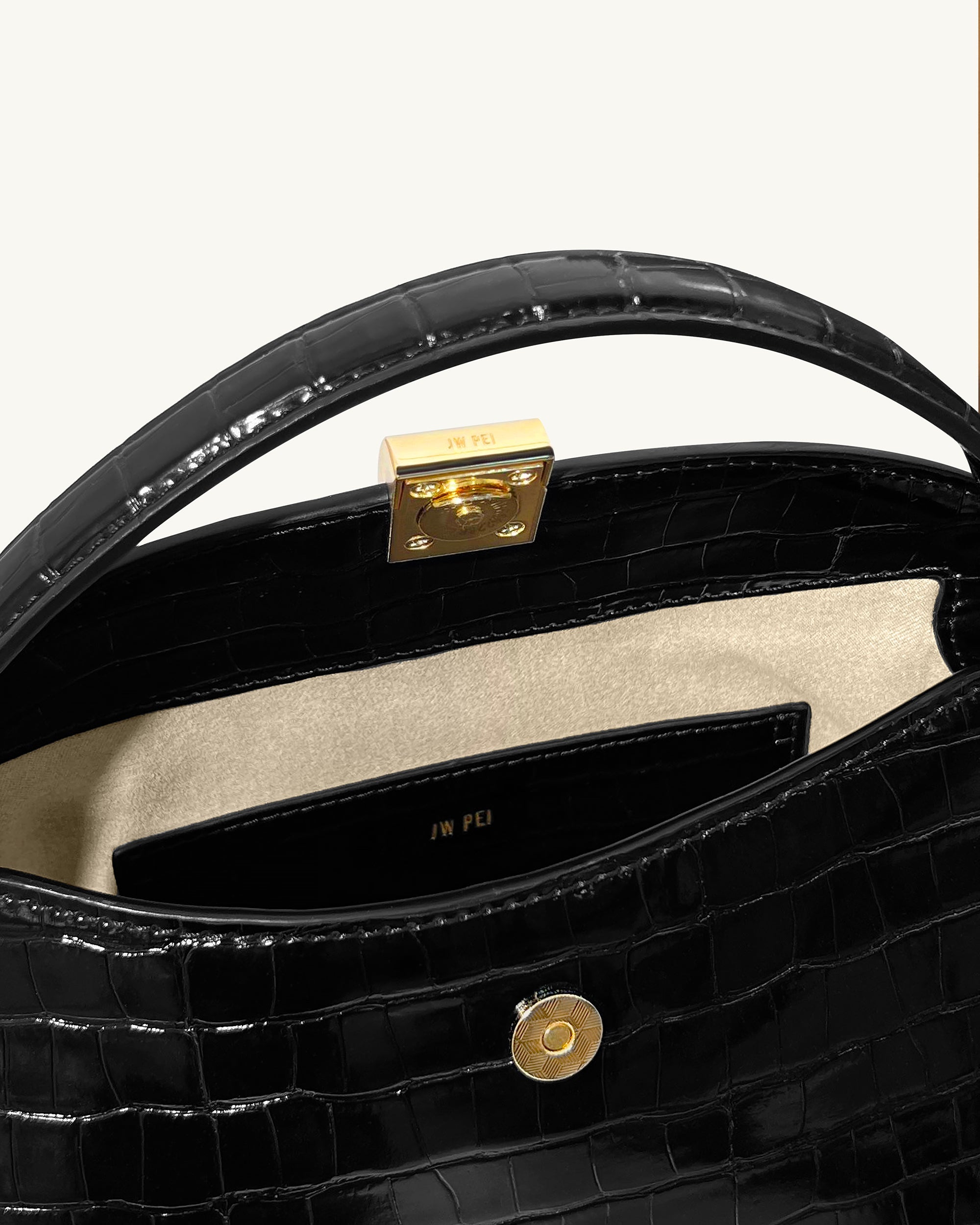 Talia Top Handle Bag - Black Croc