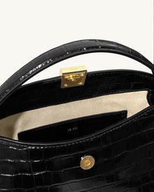 Talia Top Handle Bag - Black Croc