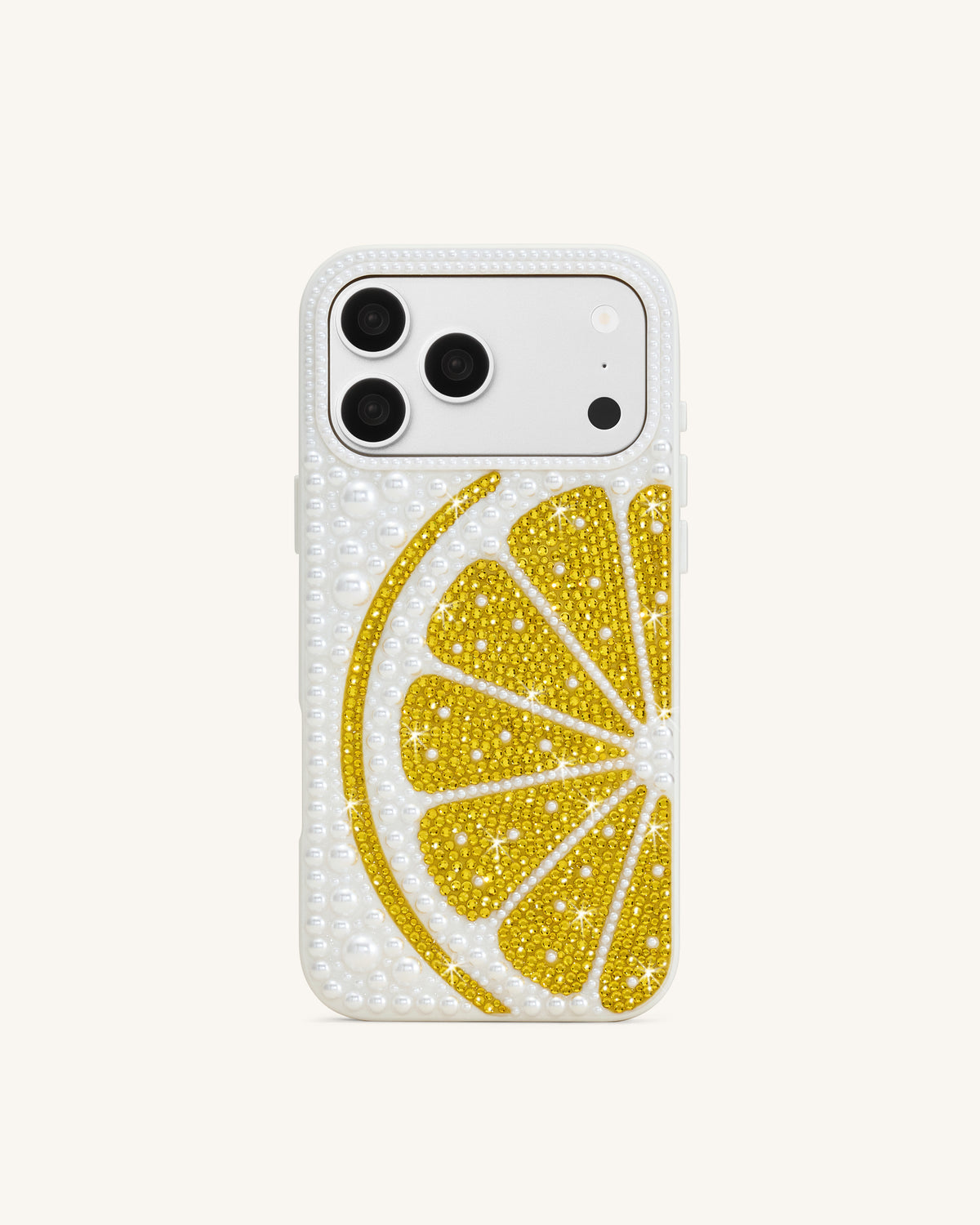 Lemon Slice Faux Pearl Phone Case - White