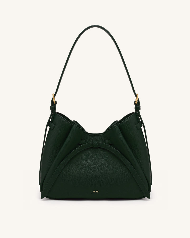 Mabel Soft Bow Shoulder Bag - Dark Green