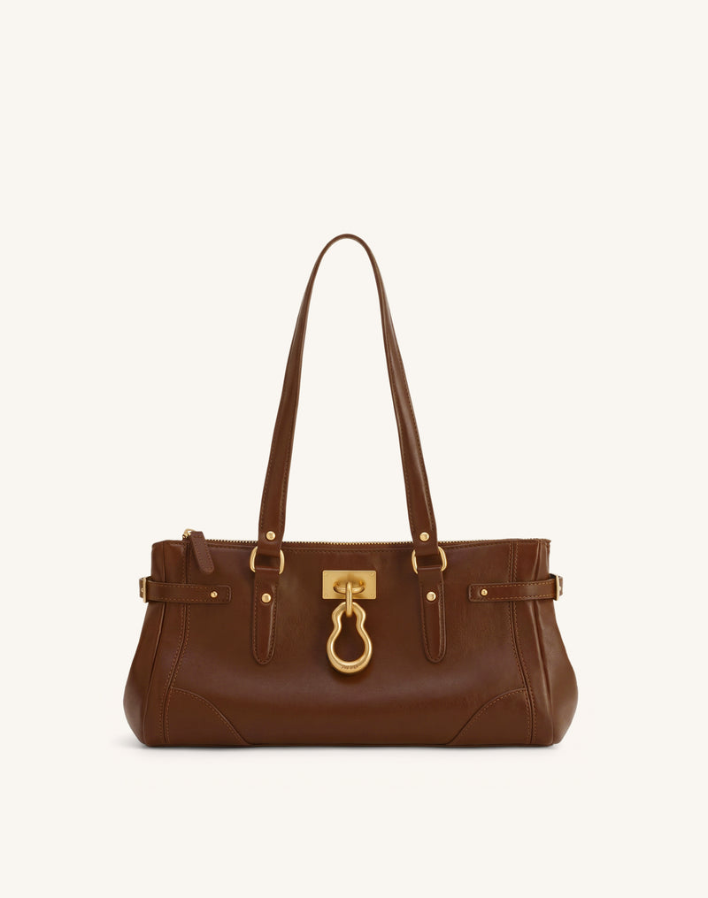 Yvette Elongated Tote Bag - Mocha Brown
