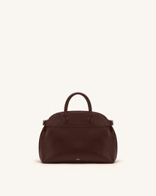 Arden Curved Top Handle Bag - Dark Brown