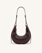 Sharon Crescent Crossbody Bag - Dark Brown