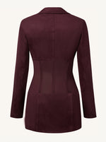 Faux Suede Corset Jacket Mini Dress - Claret