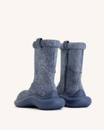 Zoie Denim Embossed Rain Boot - Blue