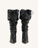 Olivia Leather High Heel Boots - Black