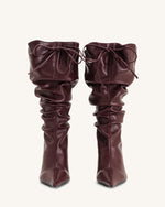 Olivia Leather High Heel Boots - Burgundy