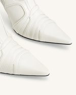 Odette Futuristic Heeled Bike Boots - White