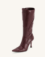 Odette Futuristic Heeled Bike Boots - Burgundy