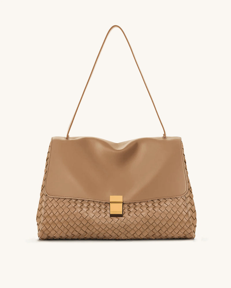 Hilary Woven Shoulder Bag - Camel