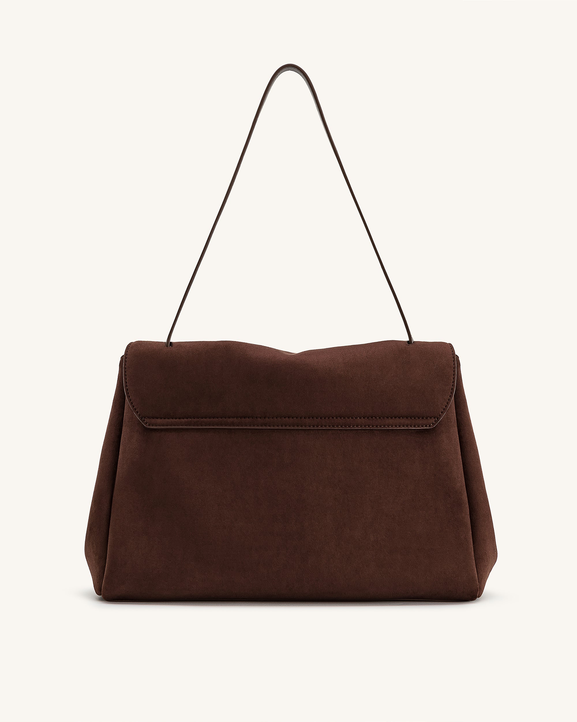 Hilary Faux Suede Shoulder Bag - Dark Brown