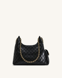 Vivian Quilted Chain Shoulder Bag - Black
