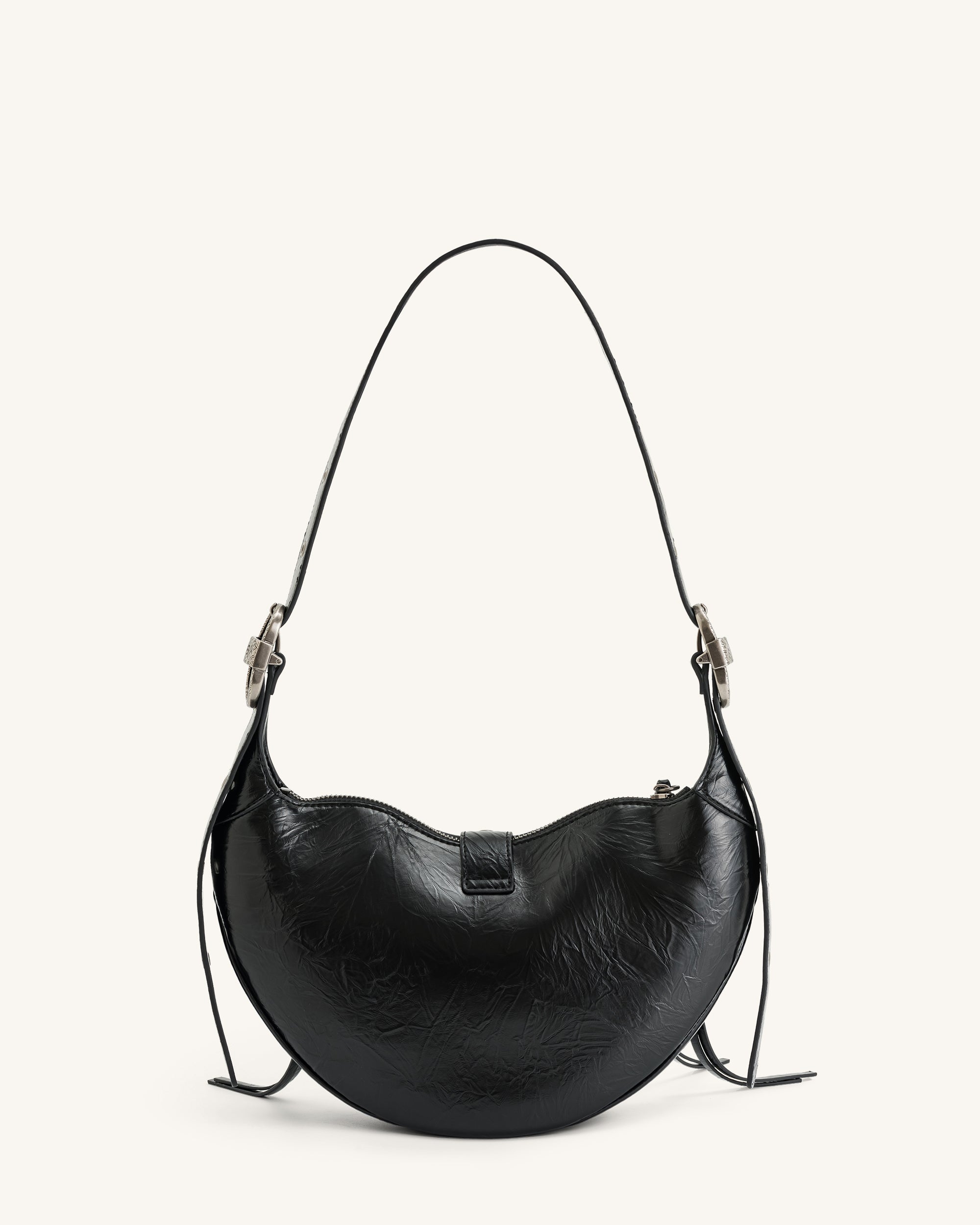 Tessa Crushed Shoulder Bag - Black - JW PEI