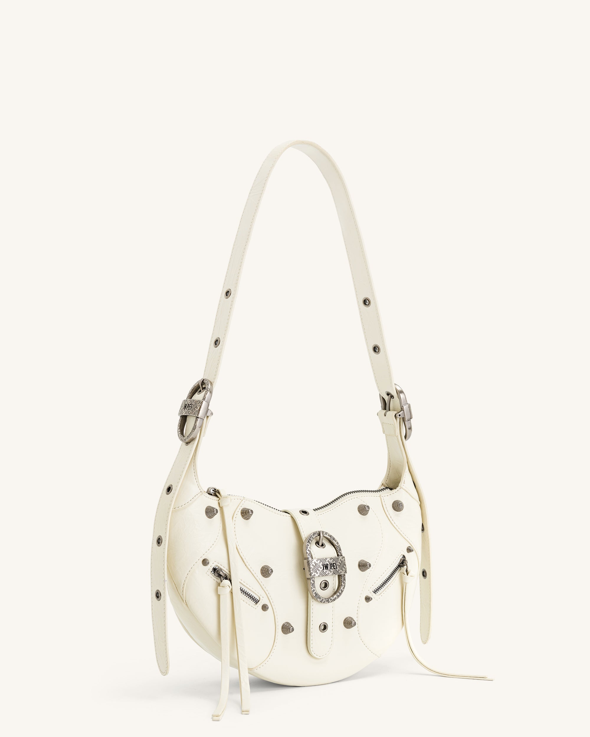 Tessa Crushed Shoulder Bag - White - JW PEI