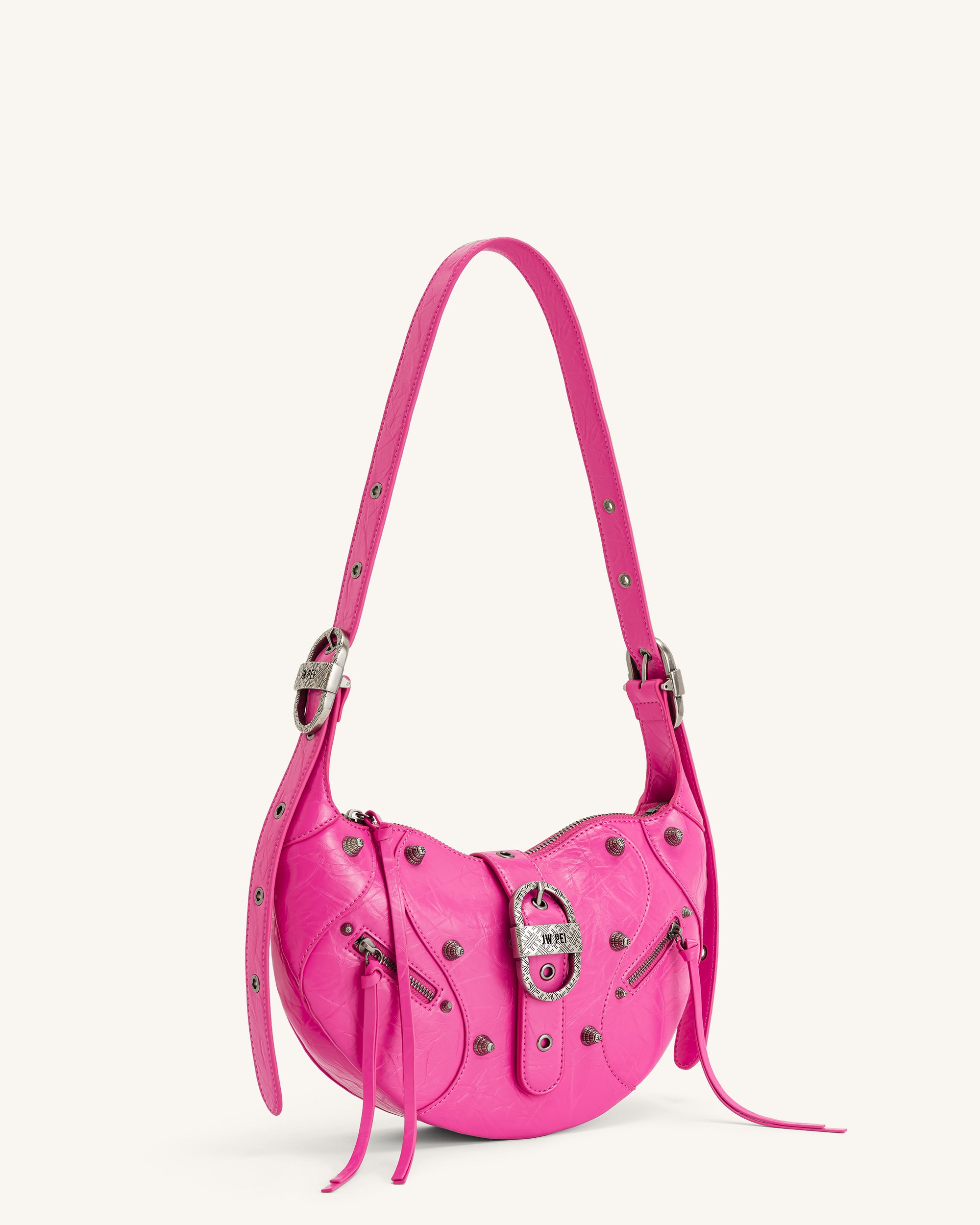 Tessa Crushed Shoulder Bag - Bright Pink