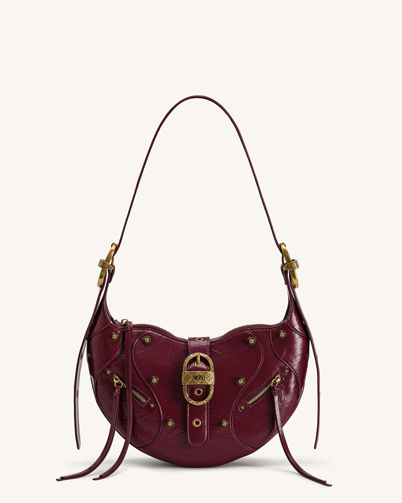 Tessa Studded Shoulder Bag - Burgundy