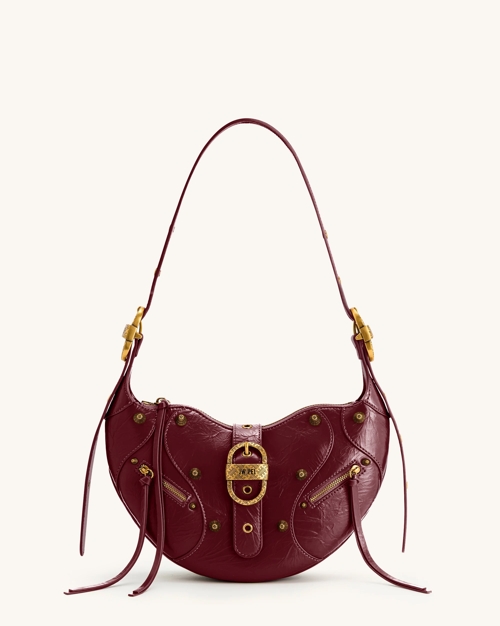 Tessa Studded Shoulder Bag - Burgundy