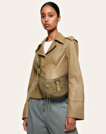 Tessa Suede Shoulder Bag - Dark Olive