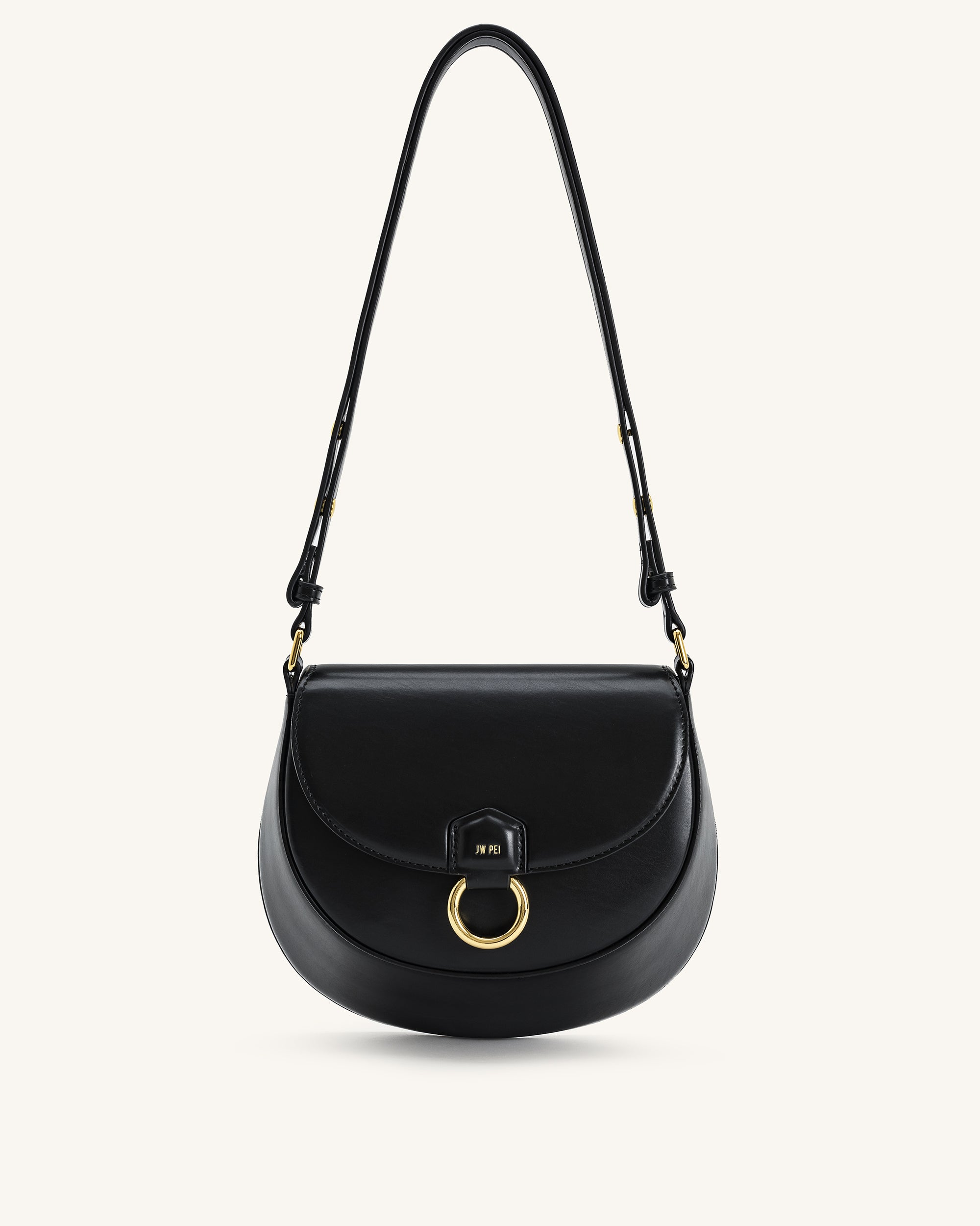 Diana Ring Flap Saddle Bag - Black