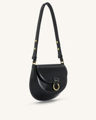 Diana Ring Flap Saddle Bag - Black