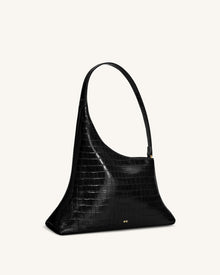Lyra Shoulder Bag - Black Croc