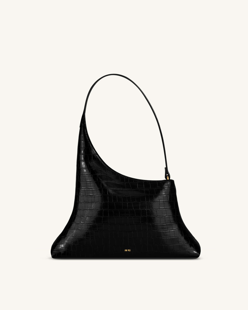 Lyra Shoulder Bag - Black Croc
