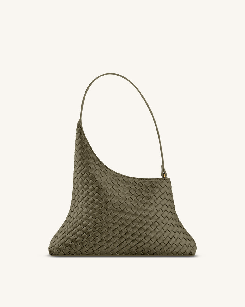 Lyra Woven Shoulder Bag - Olive Green