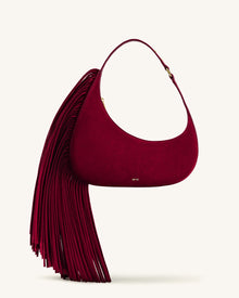 Harlee Faux Suede Fringe Shoulder Bag - Burgundy