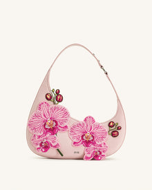 Harlee Orchid Embroidered Shoulder Bag - Pink