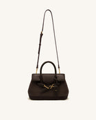 Alina Belted Satchel Bag - Dark Brown Canvas