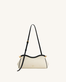 Naomi Curved Shoulder Bag - Black Canvas