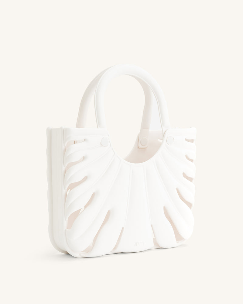 Faye Leaf Beach Bag - White