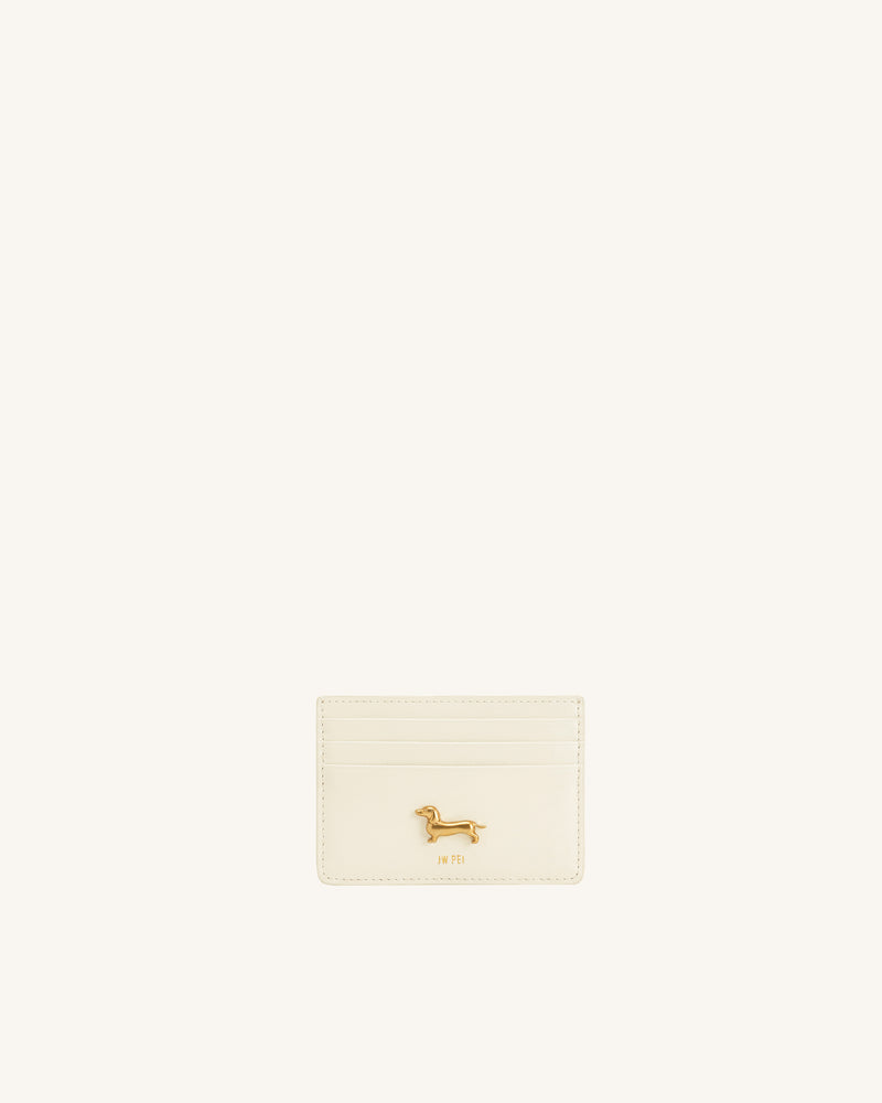 Maeve Dachshund Metal Emblem Card Holder - White