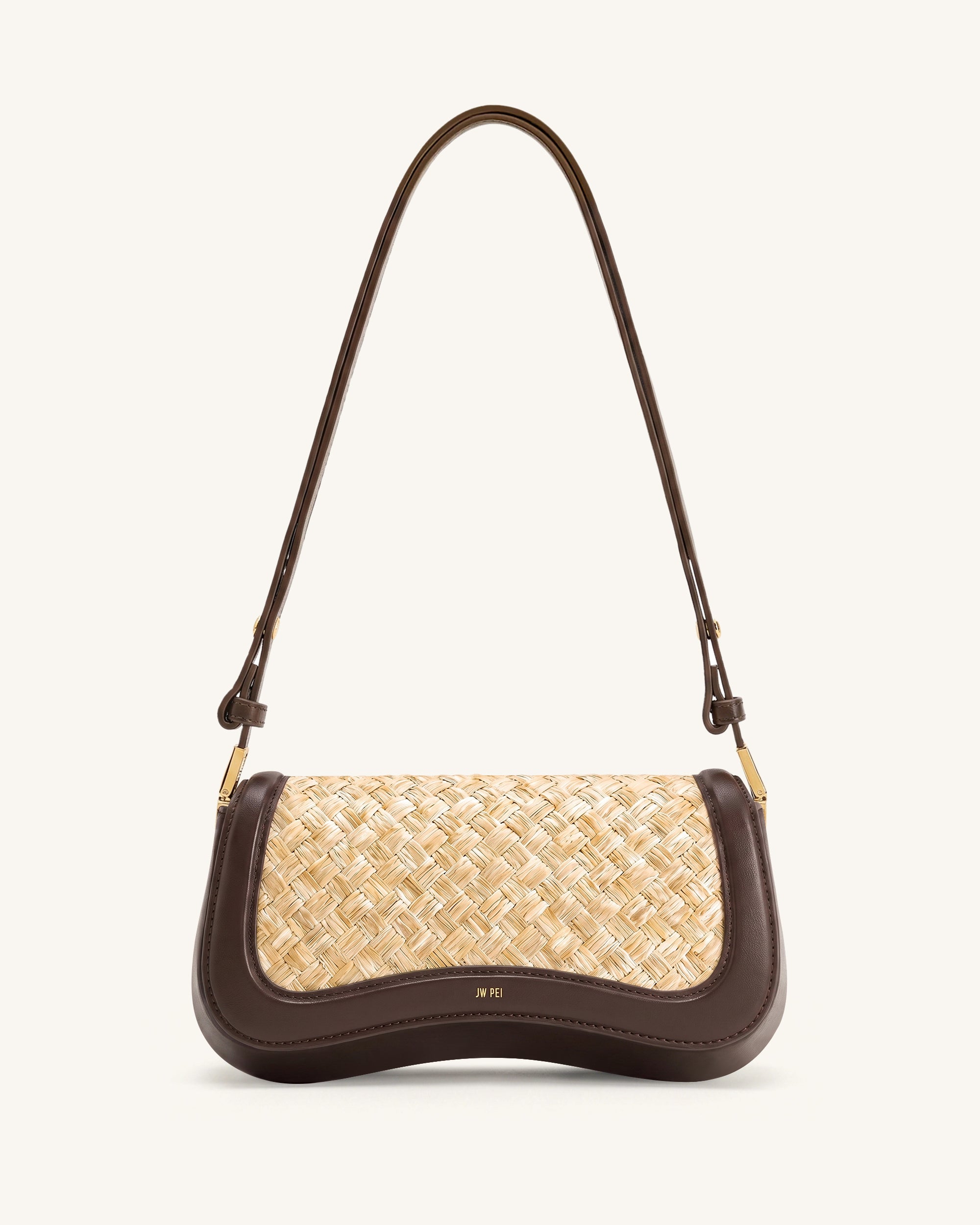 Joy Faux Straw Shoulder Bag - Natural Brown