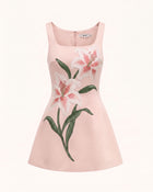 Lily Floral Print Sleeveless A-Line Mini Dress - Blush Pink