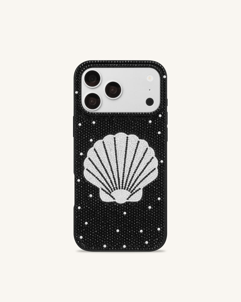 Seashell Artificial Crystal Phone Case - Black