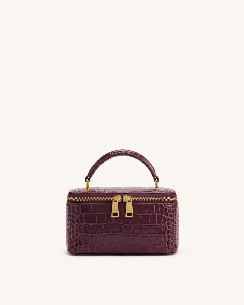 Virella Vanity Top Handle Bag - Dark Red Croc