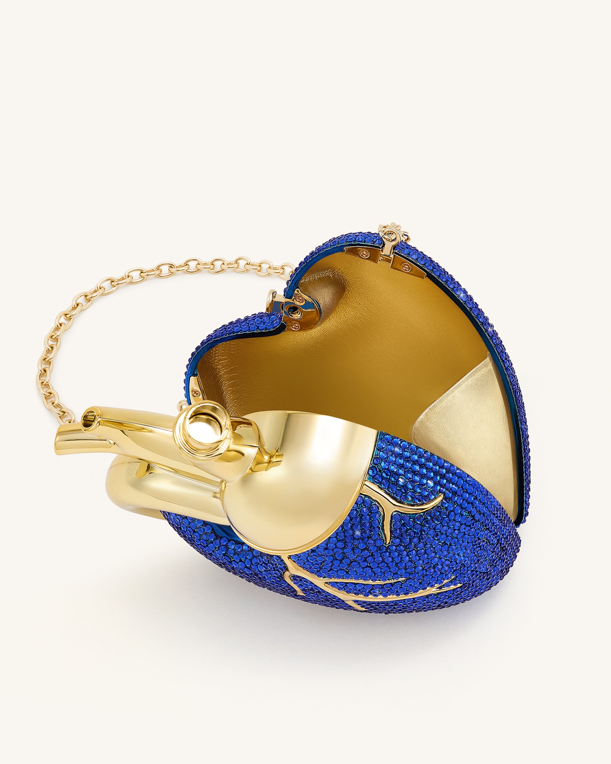 Maren Artificial Crystal Heart Shaped Bag - Cobalt Blue