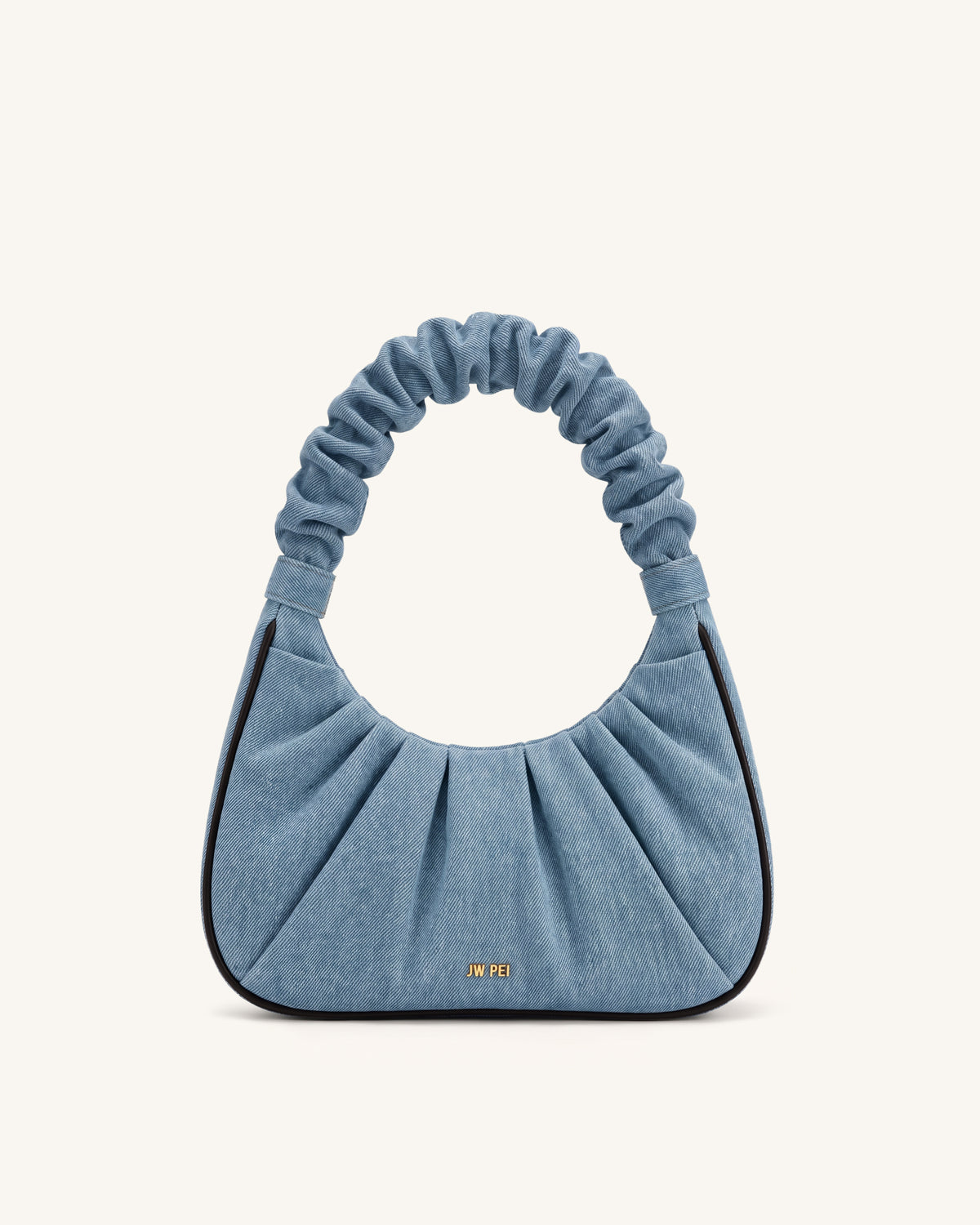 Gabbi Ruched Hobo Handbag - Light Blue Denim