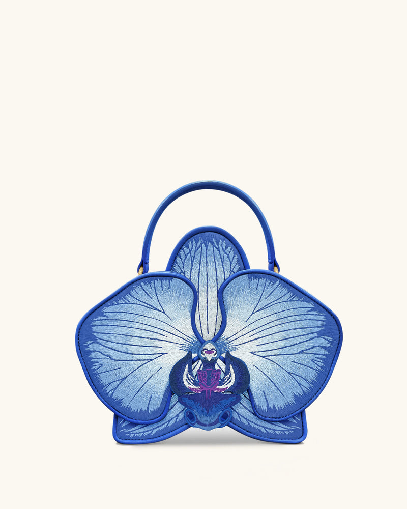 Flora Orchid Shaped Top Hand Bag - Blue