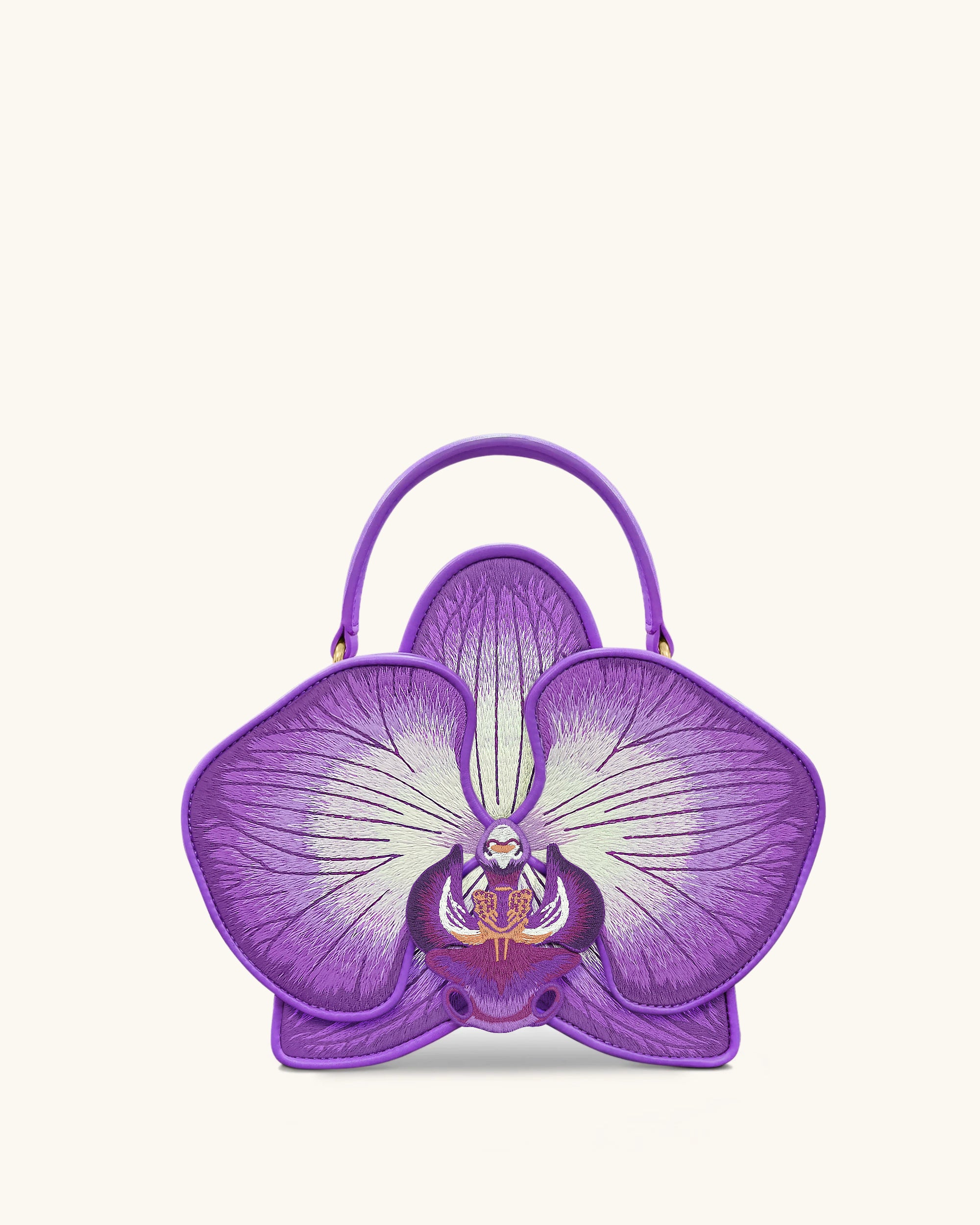 Flora Orchid Shaped Top Hand Bag - Purple