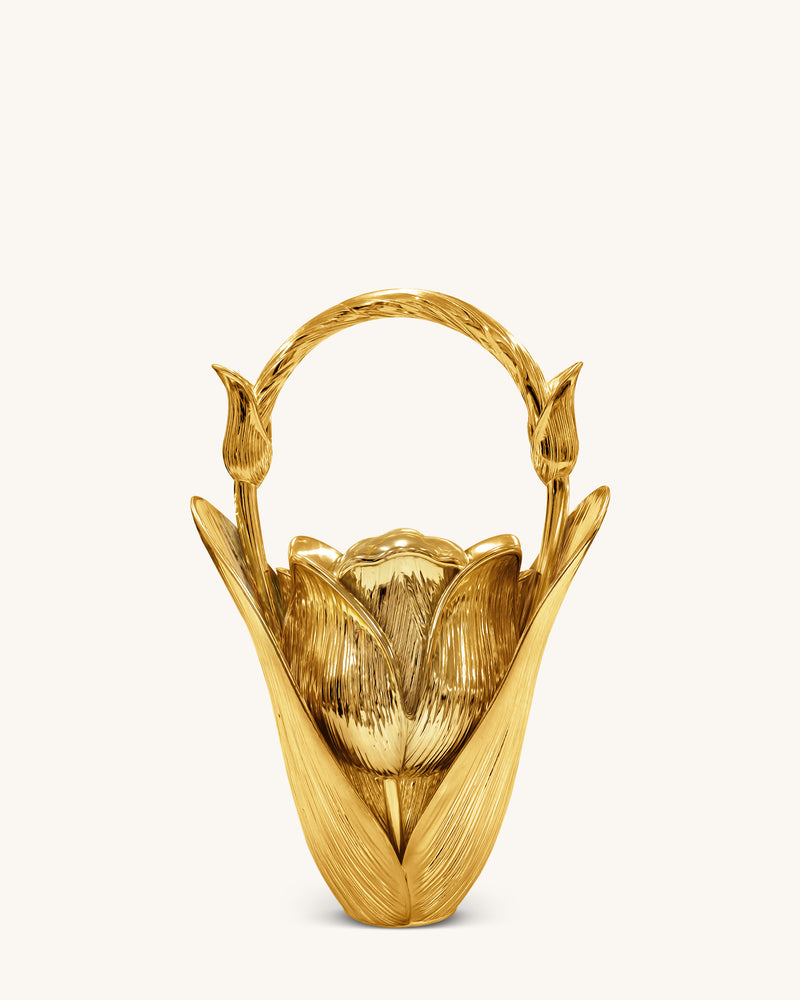 Ella Tulip Vase Top Handle Bag - Gold