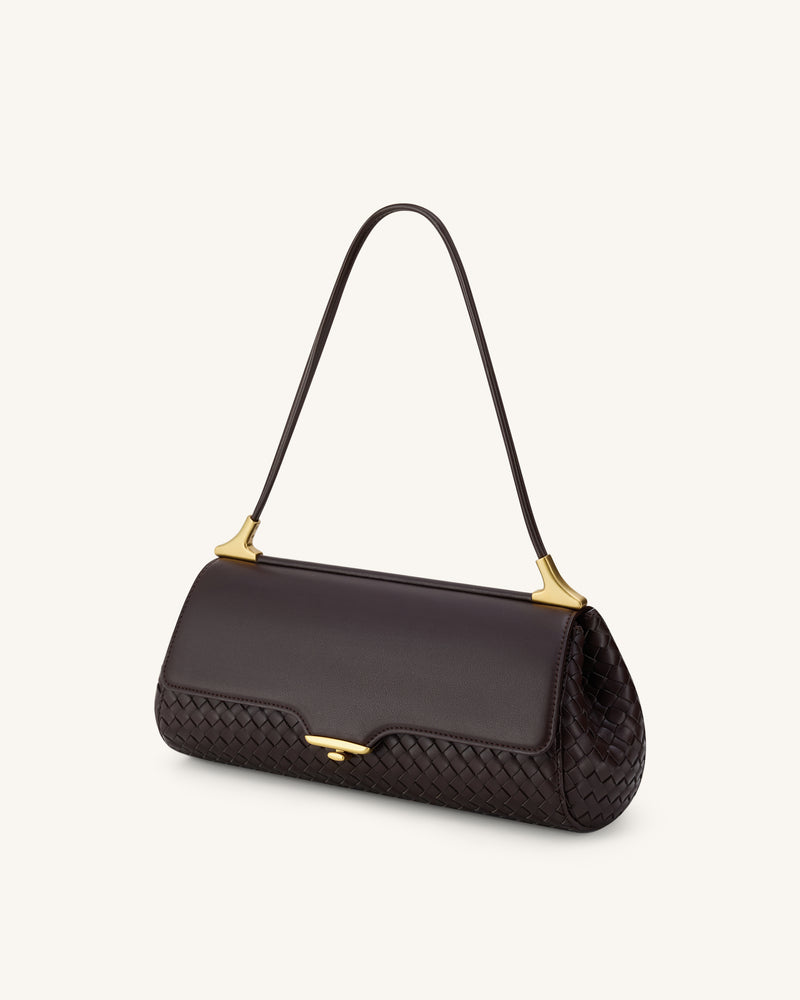 Eloise Woven Shoulder Bag - Dark Brown