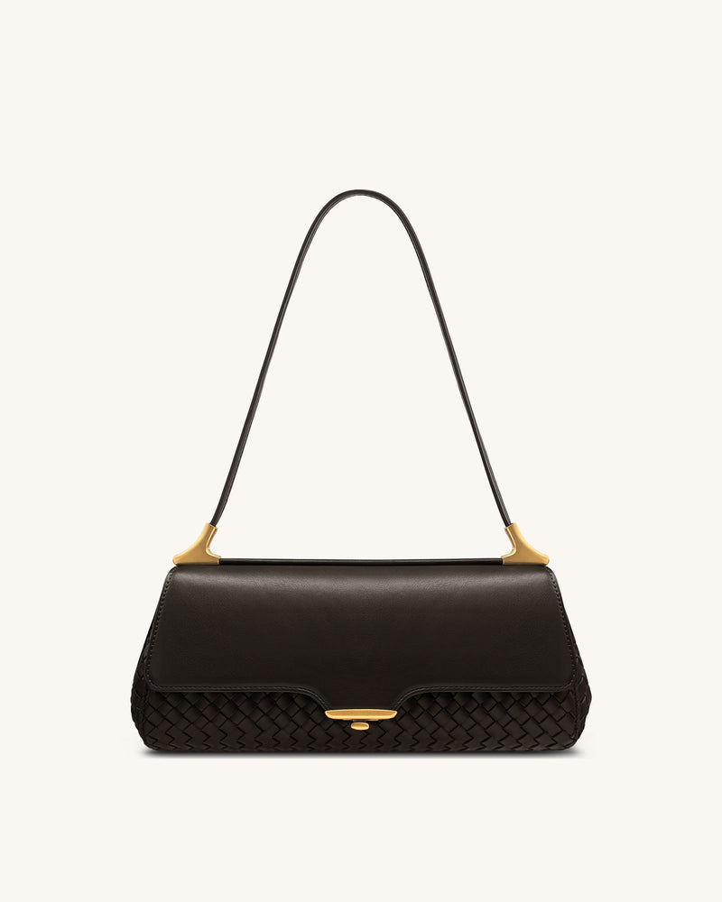 Eloise Woven Shoulder Bag - Dark Brown